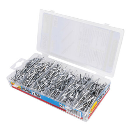 Alumiinumist neetide komplekt 450 tk (3,2-4,8mm)