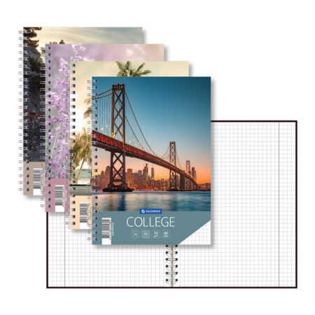 College A5, 60 lehte, 5x5 ruut, kõik kaanevärvid