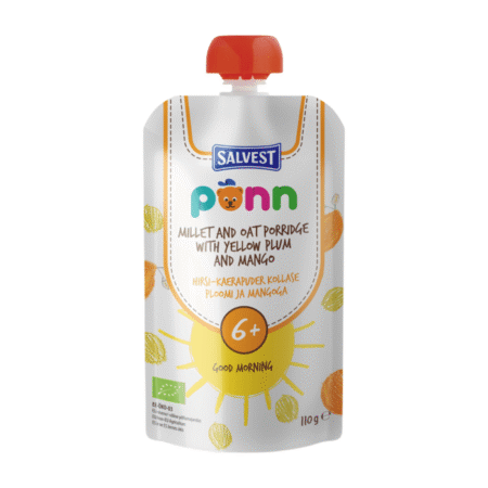 PÕNN Luomuhirssipuuro keltaisella luumulla ja mangolla TERE HOMMIKUST 110 g 6+