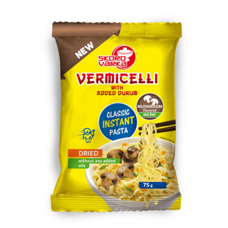 Kiivinuudelit durumjauhosta "Skorovarka" kanan ja sienimausteiden kanssa 75g