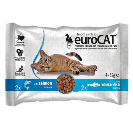 EURO CAT kissanruoka 4x85g lohta/valkoista kalaa