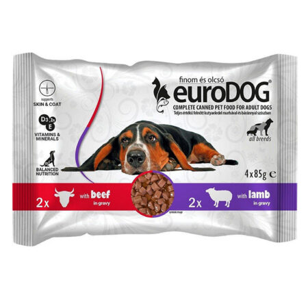 EURO DOG koiranruoka 4x85g naudanlihaa/lammasta