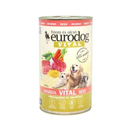 EuroDog Vital koirasäilykkeet naudanlihaa 60% liha 1240g