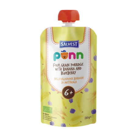 PÕNN Luomu neljän viljan puuro banaanin ja mustikoiden kanssa 110 g 6+