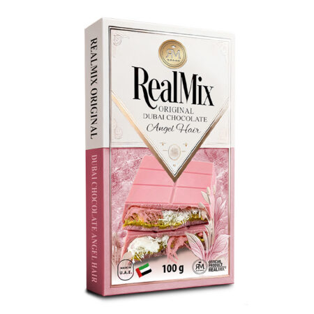 RealMix Dubai Angel Hair pistaasitäytteinen vadelmanmakuinen suklaapatukka pistaasitäytteellä 100g